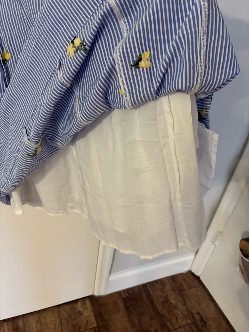 Women’s Free Assembly Blue Striped Lemon Embroidered Dress - Picture 6 of 11